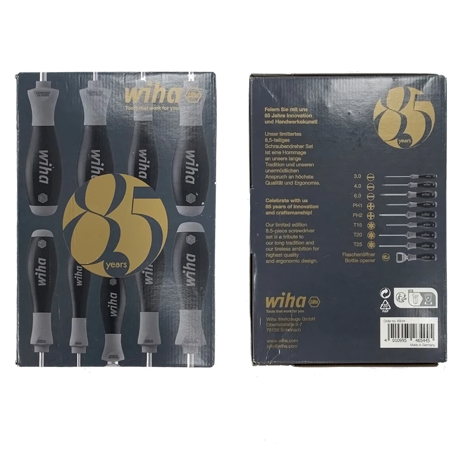 WIHA 9PCS Screwdriver Set Slotted Phillips TORX SoftFinish Handle with Bottle Opener 85 Years Anniversary Limited Edition 46544