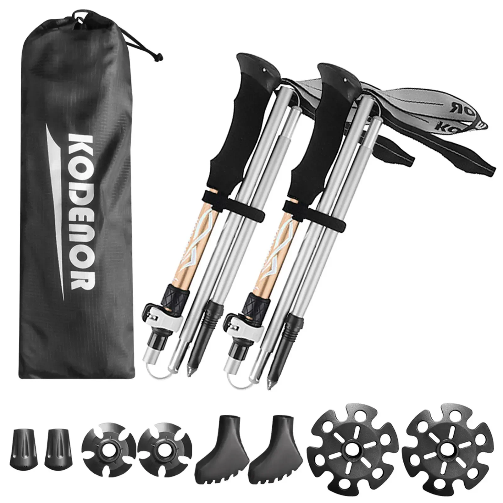 

2 PCS Collapsible Trekking Poles Set Men Women Walking Poles Lightweight Hiking Sticks For Trekking Camping Traveling Climbing