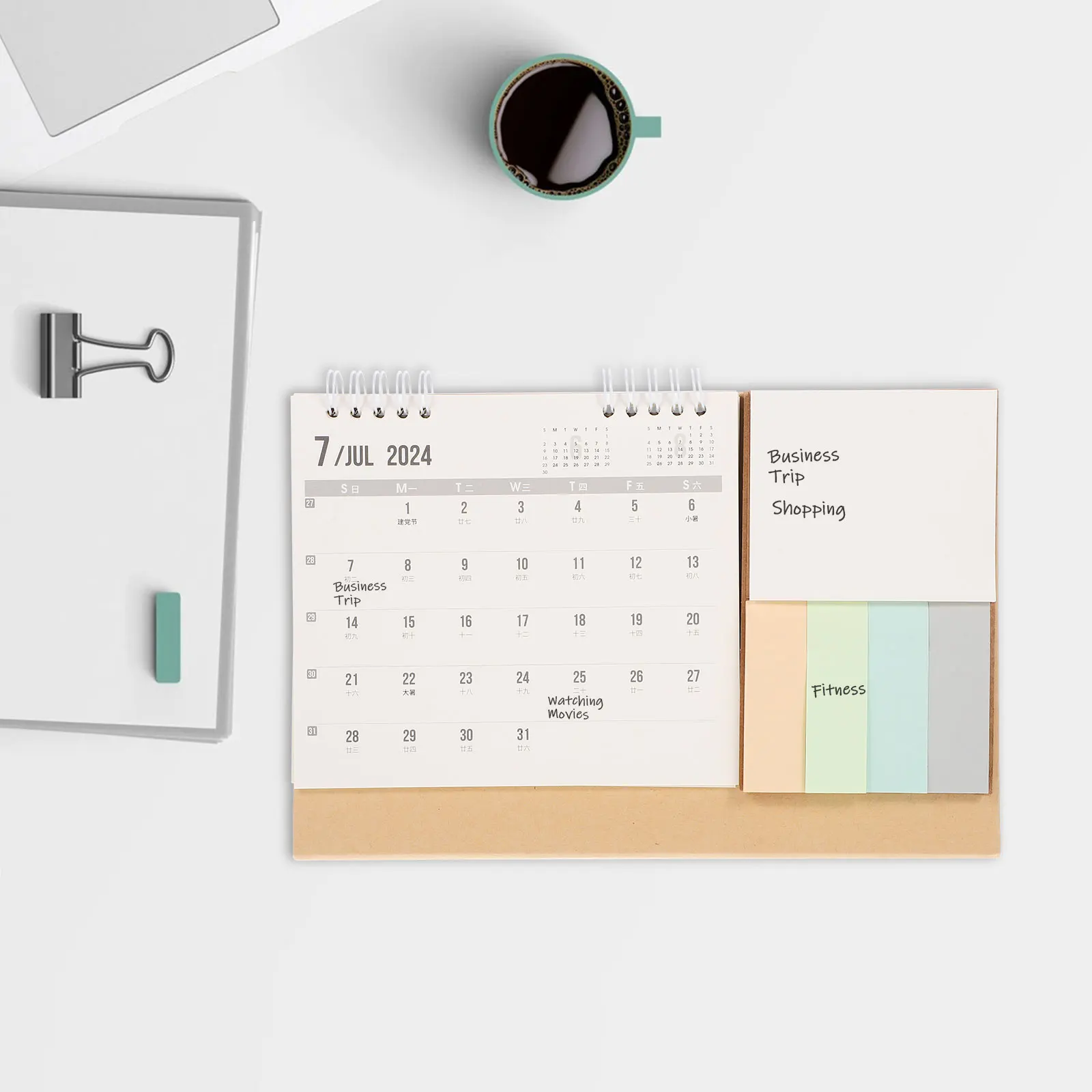 

Desktop Calendar Notebook Mini Coil Aesthetic Cute Khaki Monthly Office