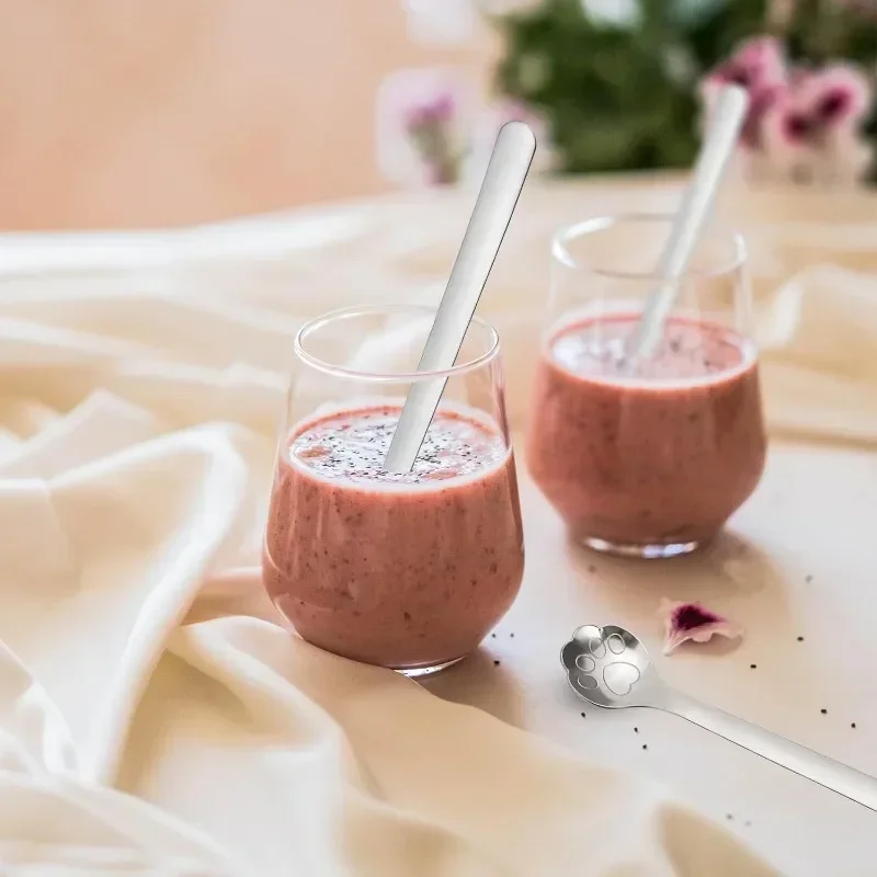10/1PCS Creative Cute Cat Claw 401 Stainless Steel Spoon for Ice Cream Coffee Tea Dessert Spoon Kitchen Tableware Accessories