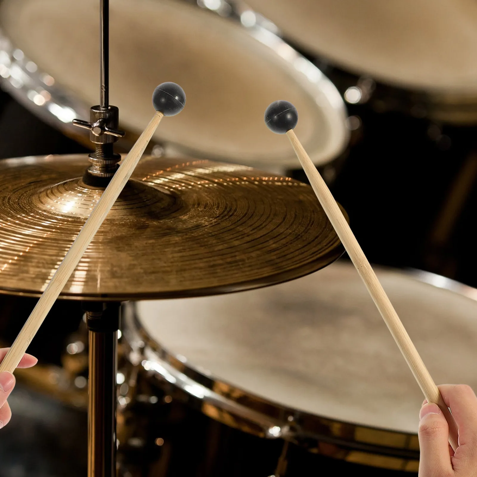 

2Pcs Bamboo And Silicone Tongue Drum Sticks Durable Performance Drumsticks Musical Instruments