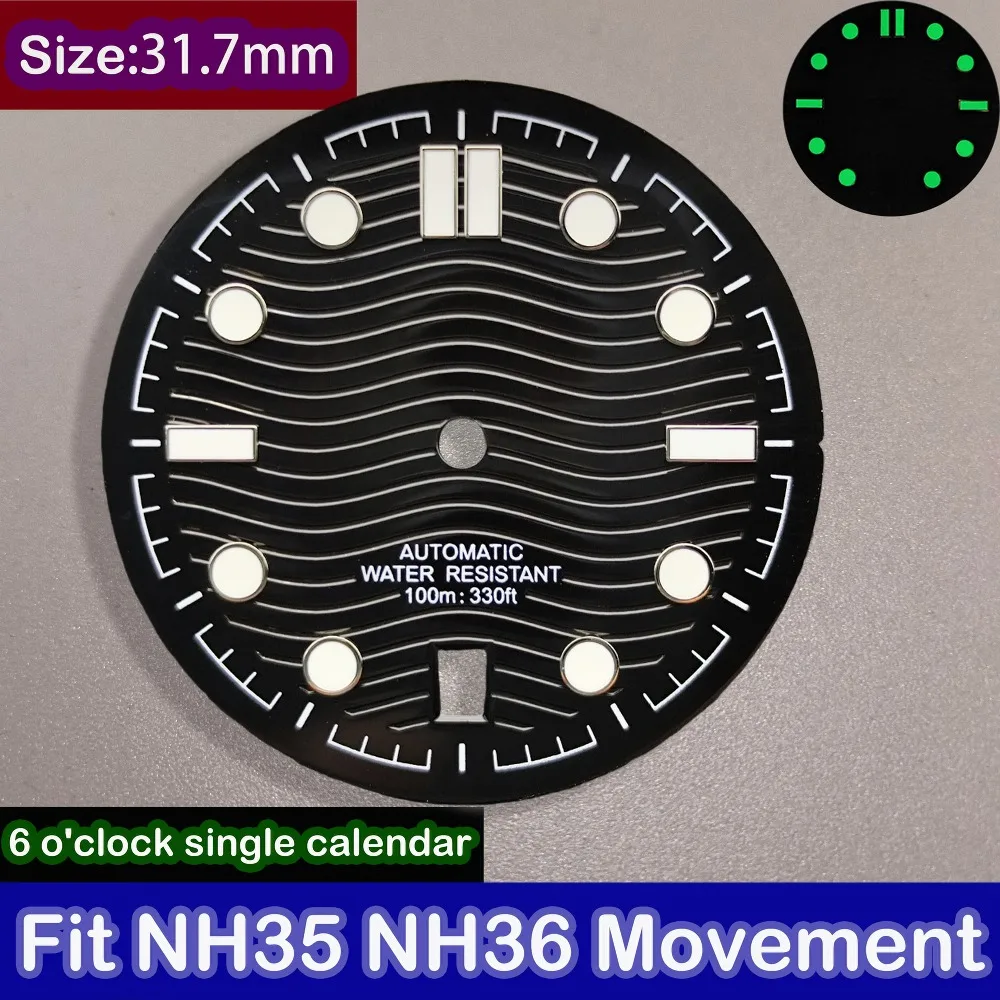 31.7 مللي متر الطلب NH35 الطلب نافذة التقويم عند الساعة 6 Inated يناسب NH35 36 حركة ساعة رجالي اكسسوارات ساعة الجمعية #3