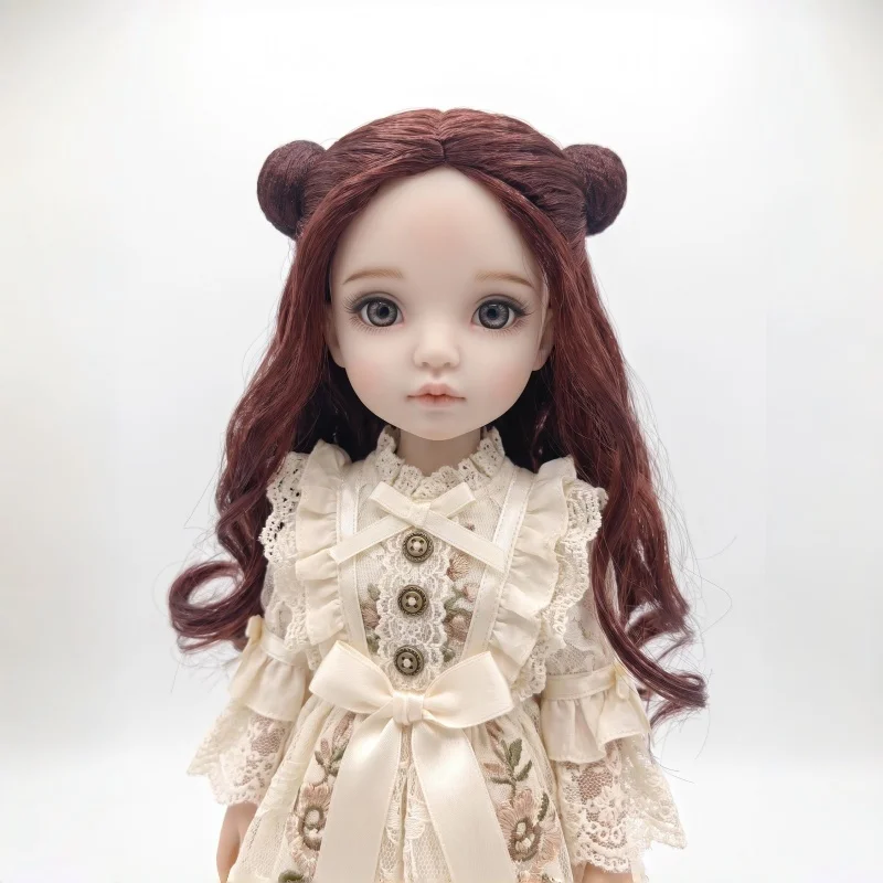1/3 SD DOD Doll Wigs  JD892 8-9inch 21-23CM Twins Buns  Long Wave Synthetic Mohair BJD Hair Snail-shaped Doll wigs
