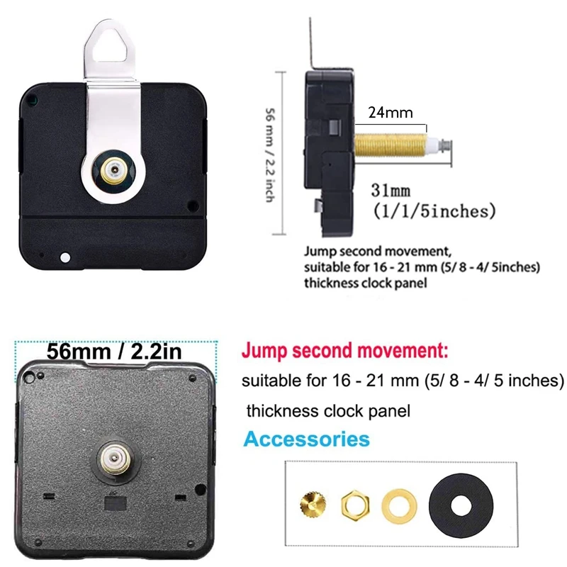 High Torque Clock Movement Mechanism Large Wall Quartz Clock Long Hands Walnut Wood DIY Repair Parts Replacement