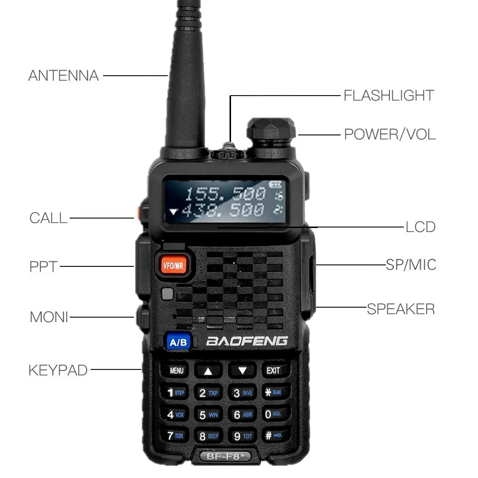 Imagem -03 - Baofeng Bf-f8 Plus Vhf Uhf Walkie Talkie Estações de Rádio Ham Dual Band hf Transceiver Radio Scanner para Caça bf f8 Mais Pcs