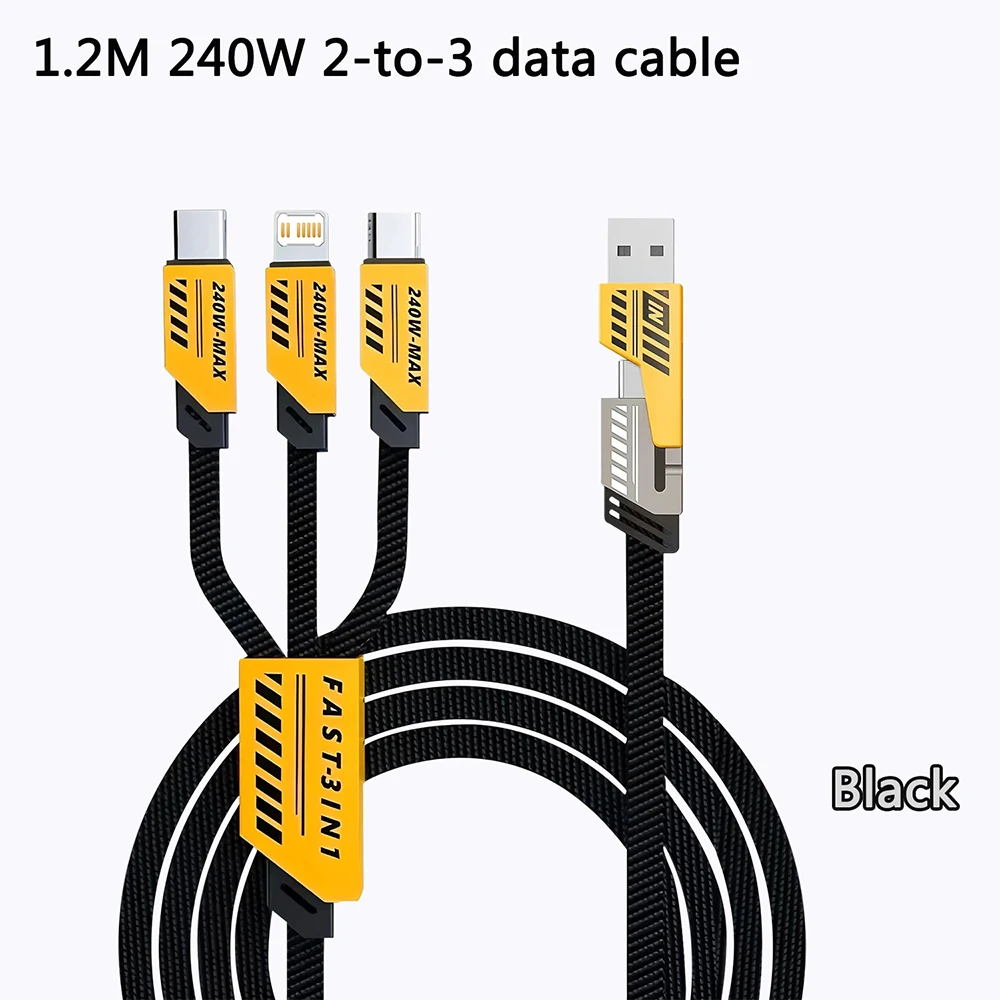 3 في 2 240 واط كابل شحن سريع ل مايكرو USB نوع C 1.2 متر المحمولة متعددة ميناء سلك شحن مزامنة البيانات كابل بيانات الشحن السريع #1