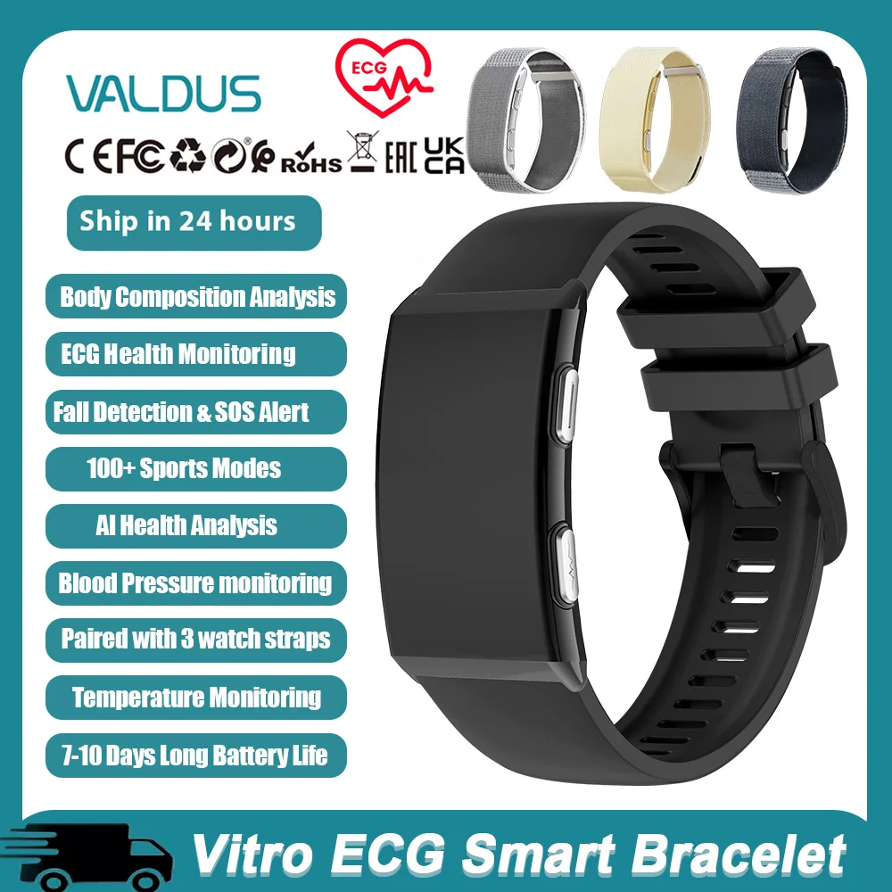 VALDUS 2026 nuevo VITRO sin pantalla pulsera inteligente ECG SOS ritmo cardíaco presión arterial deportes Fitness impermeable sin pantalla Smartwatch