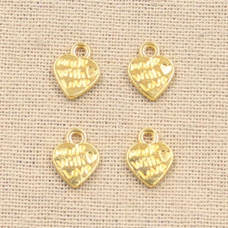 30pcs Charms Heart Made With Love 12x10mm Antique Making Pendant fit,Vintage Tibetan Bronze Silver color,DIY Handmade Jewelry