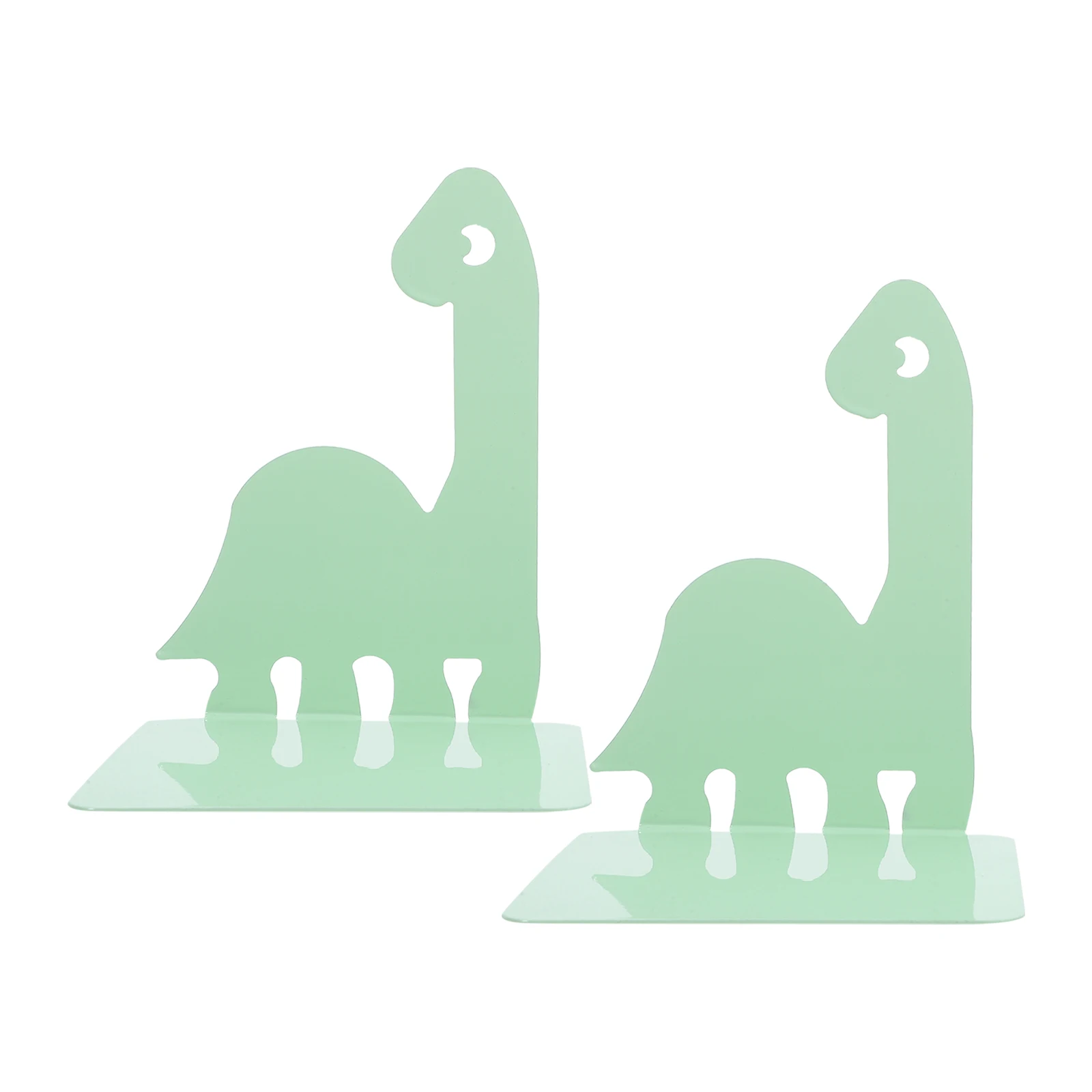 

2Pcs Kids Book Ends Metal Desktop Storage Rack Cartoon Dinosaur Book Organizers Adjustable Dividers Study Space Decor Green