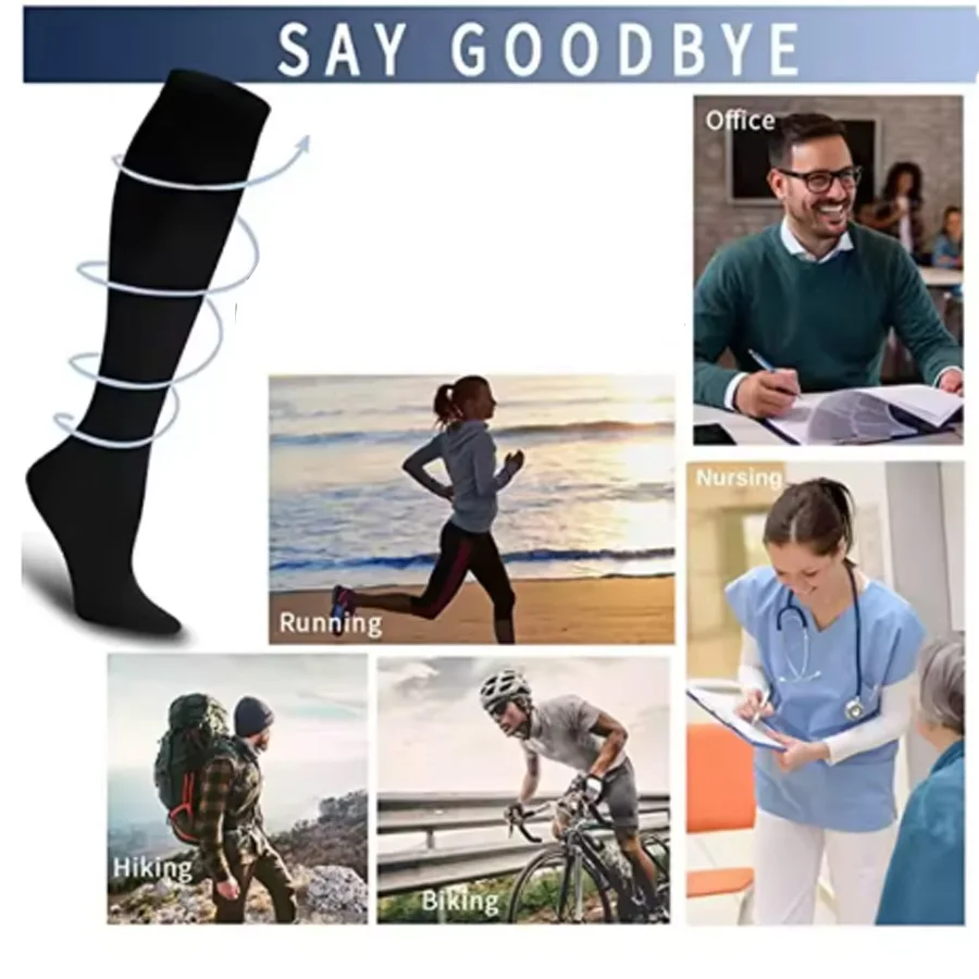 8 paia di calzini a compressione per uomo e donna per calzini da corsa, ciclismo e supporto da viaggio.