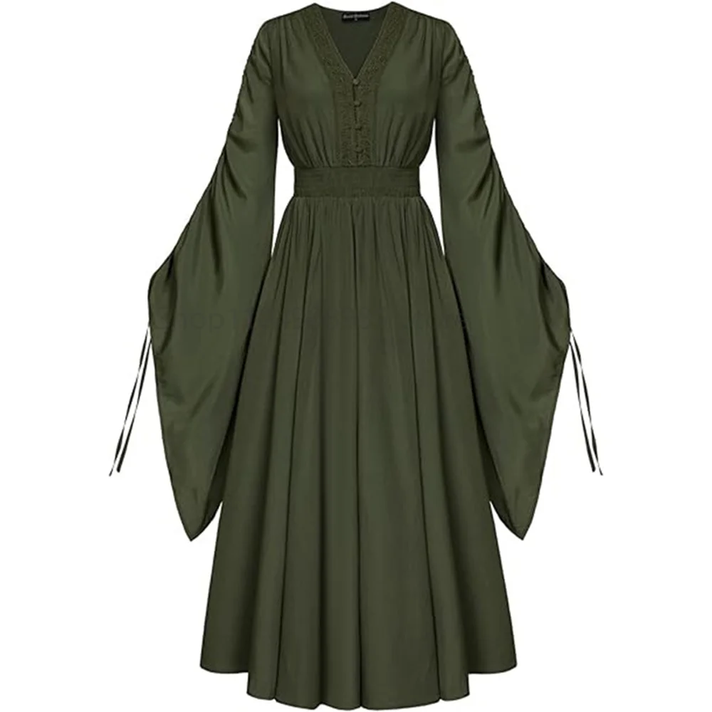 

Renaissance Dress for Women Vintage Medieval Puff Sleeve Gown Chemise Princress Cosplay Costume Long Dress