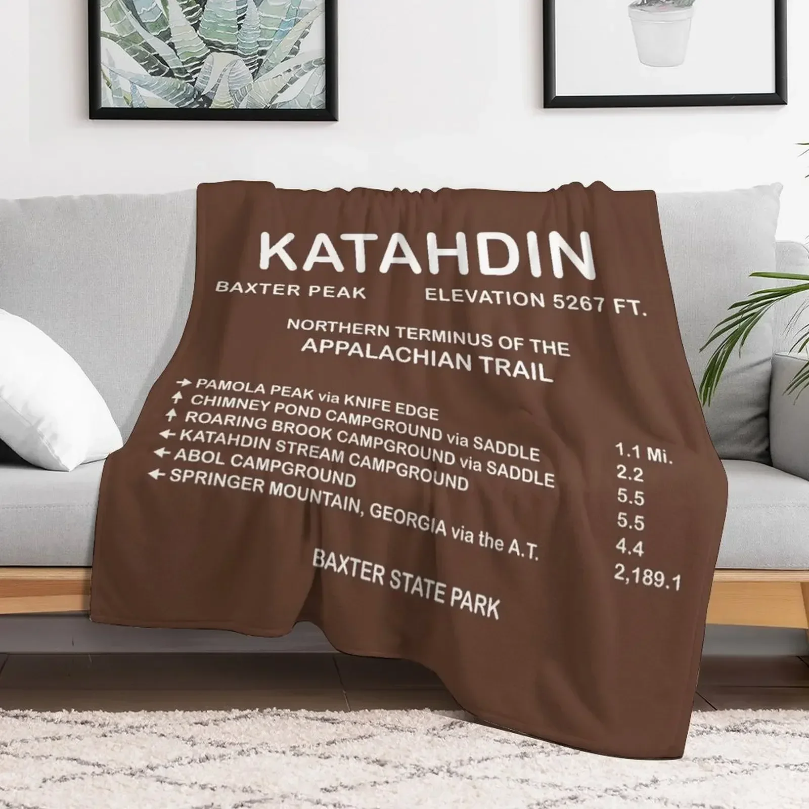 

Katahdin Summit Sign - Appalachian Trail Throw Blanket Picnic Luxury Thicken Blankets Travel Designers Blankets