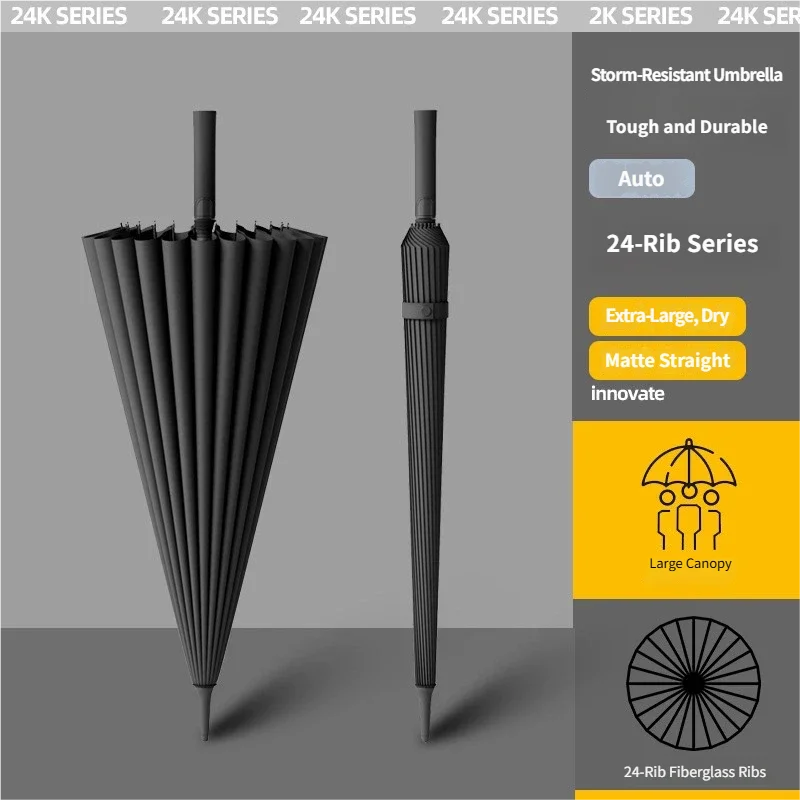 Extra Large 24 ribs umbrella with long handle and automatic open mechanism