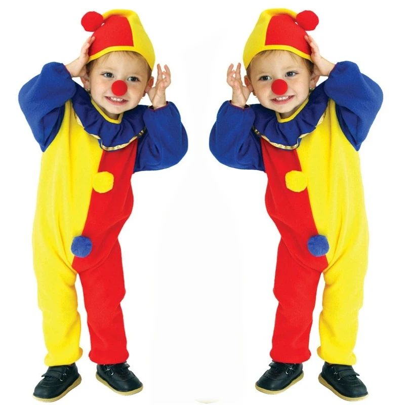 Umorden Naughty Joker Jester Clown Costume Child Kids Boys Girls Fantasia Party Carnival Purim Halloween Costumes Cosplay