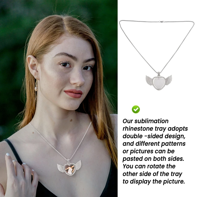 24Pcs Sublimation Rhinestone Trays Pendant Set, 6 Blank Bezel Trays, 6 Pcs Chains With 12 Discs