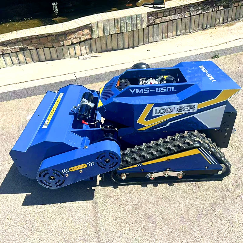 Maßgeschneiderter ferngesteuerter All-Terrain-Rasenmäherroboter vom Raupentyp, geeignet für verschiedene Terrassen und Gartenlandwirtschaft
