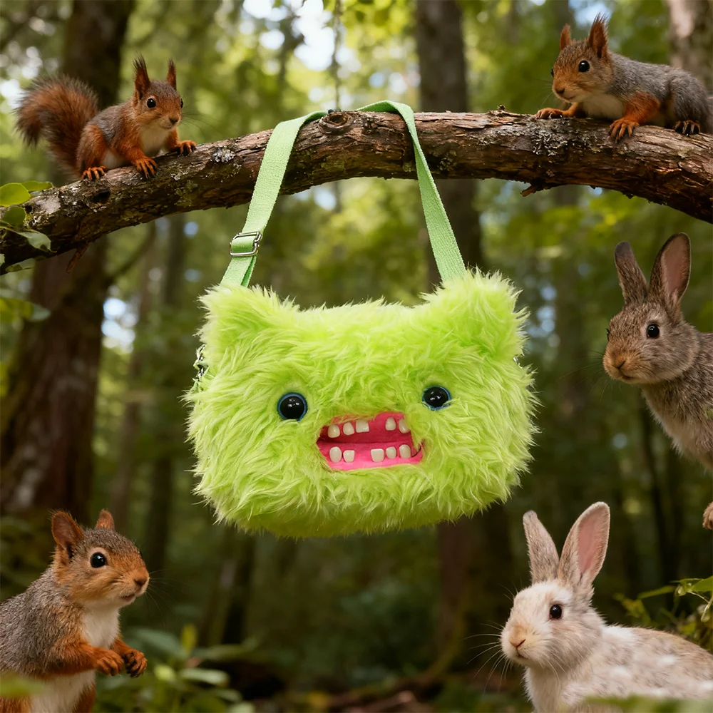 Fuggler Ugly Tooth Monster Plush Bag Crossbody Bag Cute Plush Purse Backpack Fuggs Wallet Girls Cartoon Animal with Chain Strap