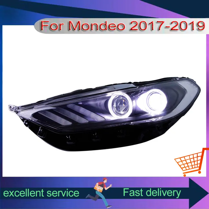 Car Front Lamp For Ford New Mondeo 2017-2019 Modified Automobile Assembly LED DRL Dynamic Turn Signal Projection Lens Headlights