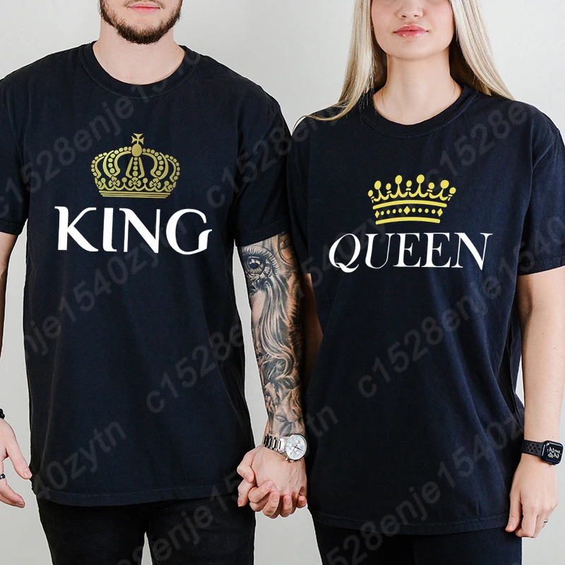 Matching T-shirts For Couple King And Queen T-Shirt For Girlfriend Boyfriend Husband Wife His Hers Valentine Outfits