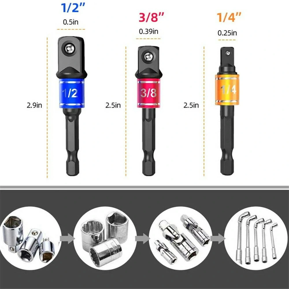 Flexible Drill Extension Hex Shank Drill Nut Driver Bit Set Bendable Drill Bit Extension+Universal Socket Adapter+Screwdriver Bi