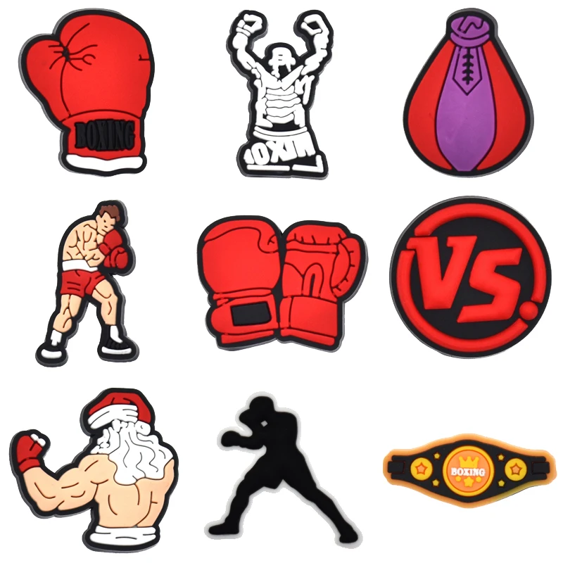 Red Boxing Shoe Charms for Crocs Accessories Men Clogs Pins Women Badge Boy Girl Jeans Kids Decorations Buckle Shoes Accessories