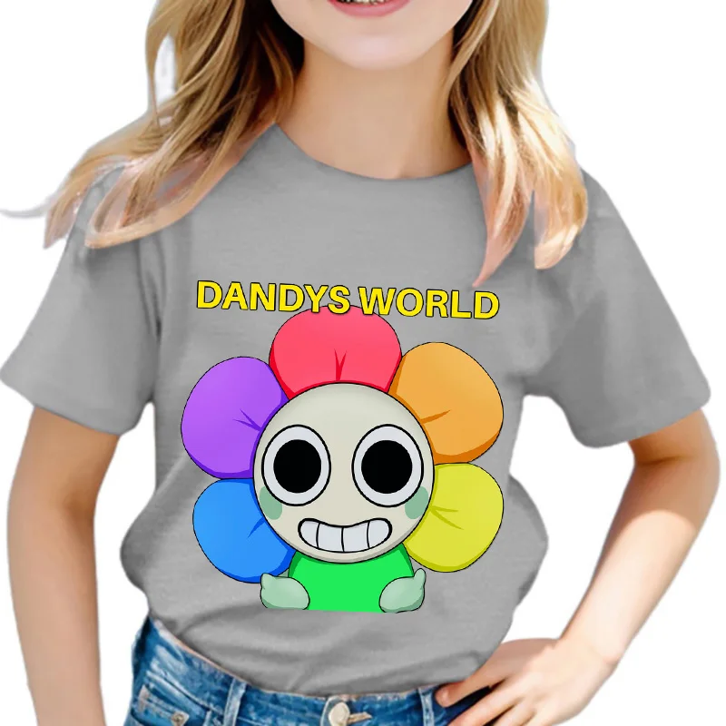 Dandy's World T-shirt 3-14 years Summer Kids Short Sleeve Tshirt Boys Girls Tops Tees Dandys World Print Fashion Kids T Shirt