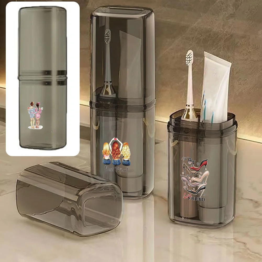 

Portable Toiletries Dustproof Wash Cup For Toothpaste Comb Towel Storage Organizer Suitable For Travel Friends Pattern