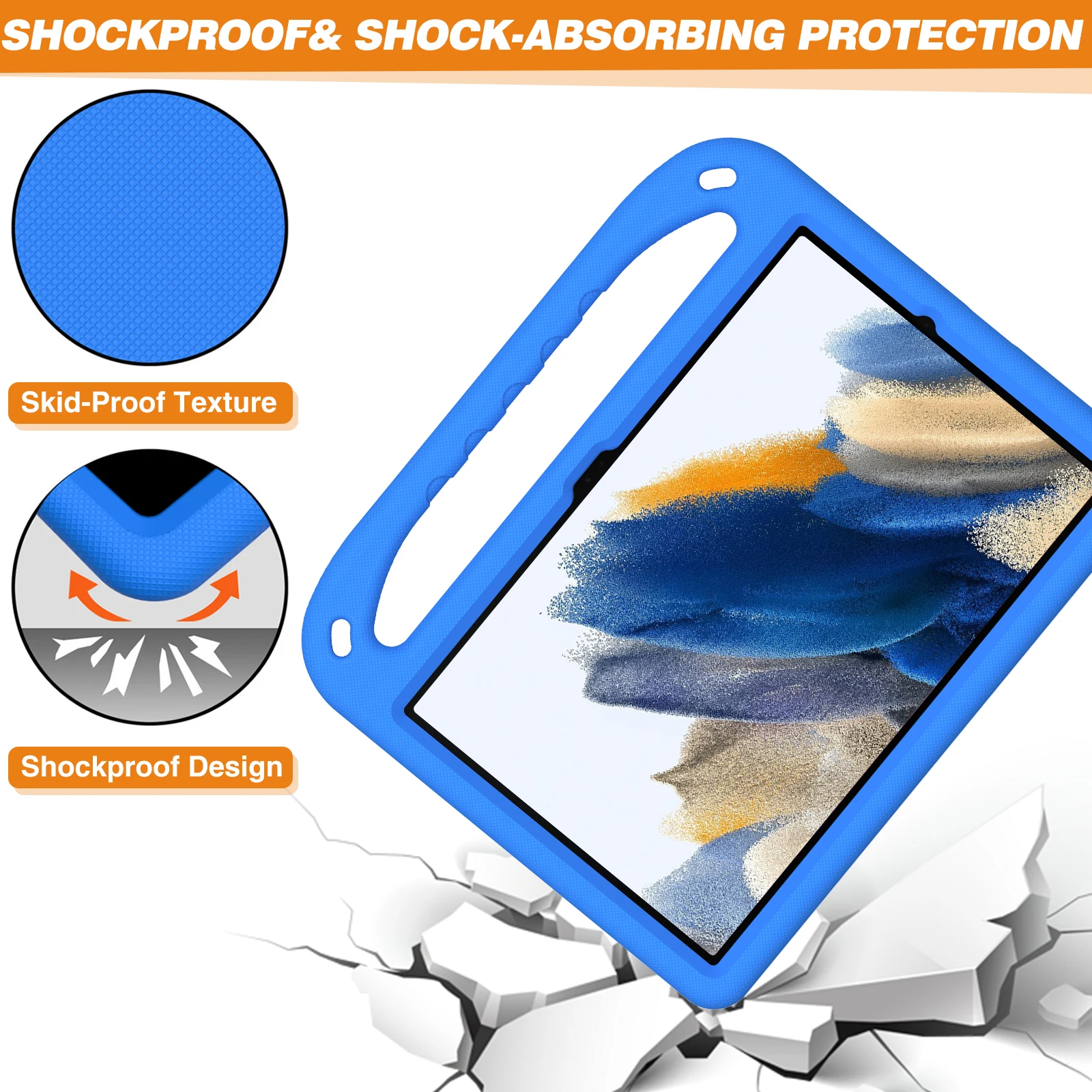 Casing Penyangga EVA Anak untuk Samsung Galaxy Tab A9 Plus A8 10.5 X200 S7 S8 S9 FE S10 + S6 Lite 10.4 P620 P625 A9 + A7 Lite 8.7 Sampul