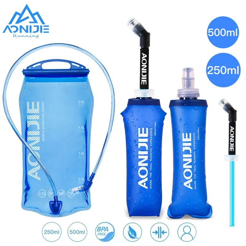 AONIJIE Weiche Glaskolben Wasser Flasche Klapp Faltbare Wasser Taschen TPU Kostenloser Für Laufende Trink Pack Taille Taschen SD09/10 250/500ml