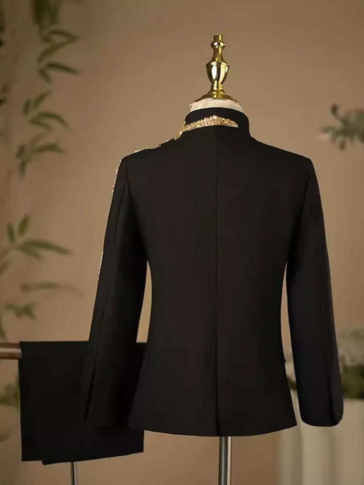 2PCS New Children's Suit Host Performance Costume Kids Wedding Birthday Formal Party Evening Gown Boys Catwalk Blazer Sets A3378