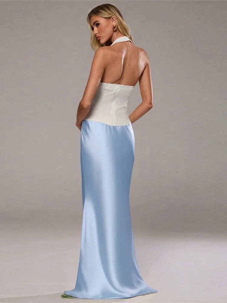 Elegant Satin Trumpet Skirts Fashion Slim High Waist Skirts Women Female Solid Office Long Skirt Autumn Winter Elegant Mujer