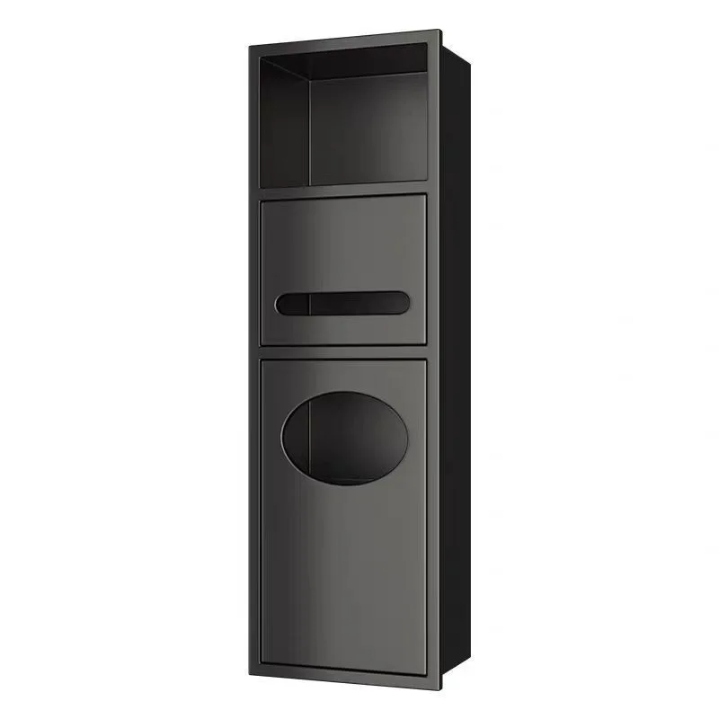 304 stainless steel toilet bathroom embedded trash can in niche tissue rack wall-mounted