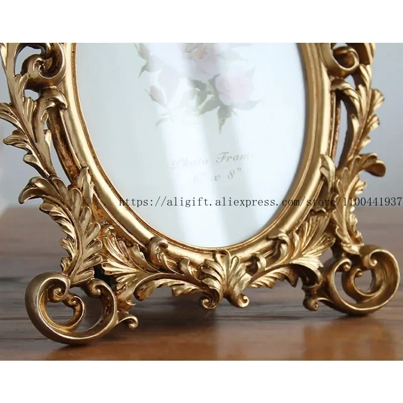 7-inch European Antique Oval Resin Home Table Creative Photo Frame Home Living Room Table Decoration