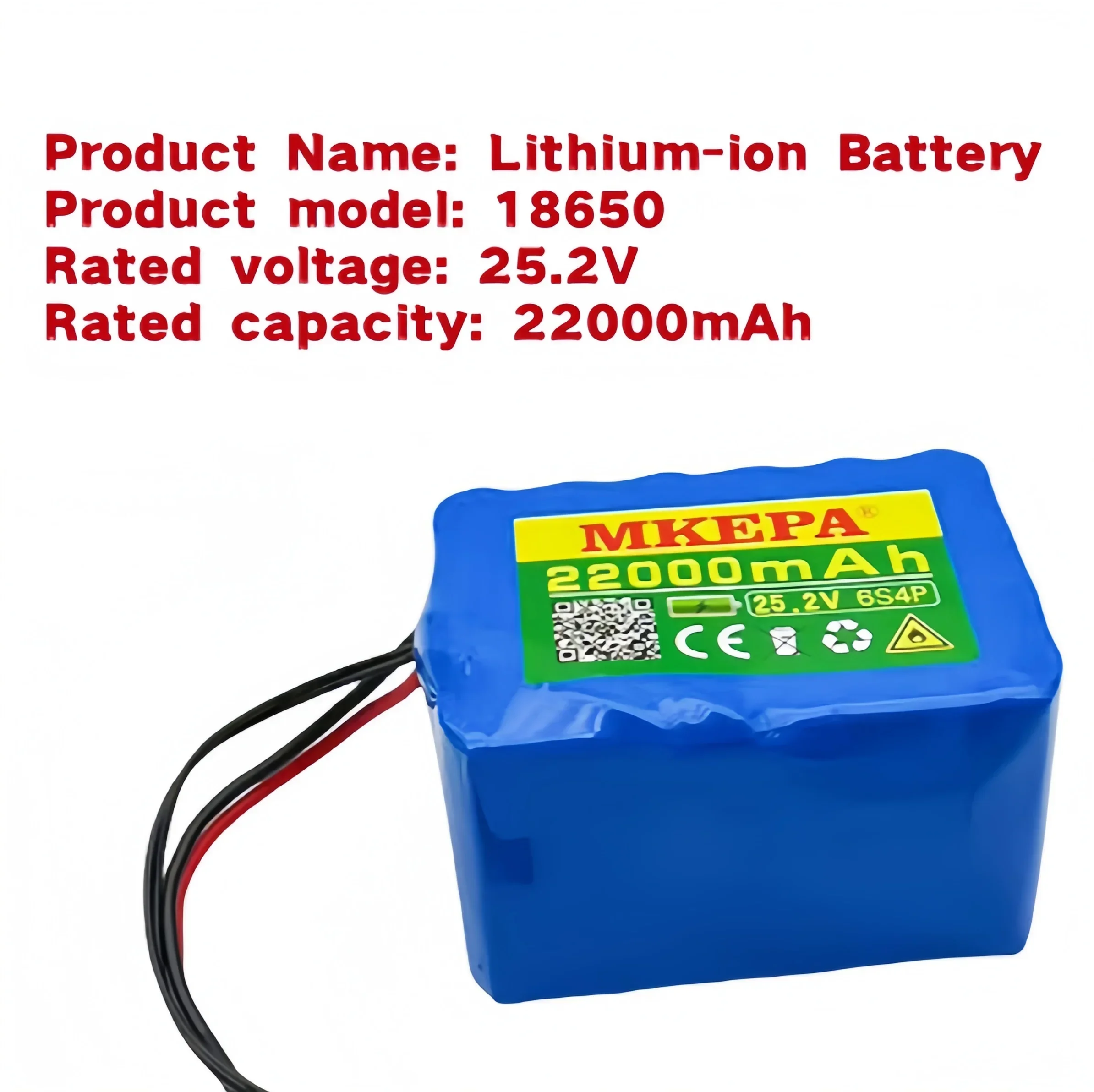 Latest 6S4P 22000mAh lithium rechargeable 25.2V battery pack, electric scooter, wheelchair, bicycle