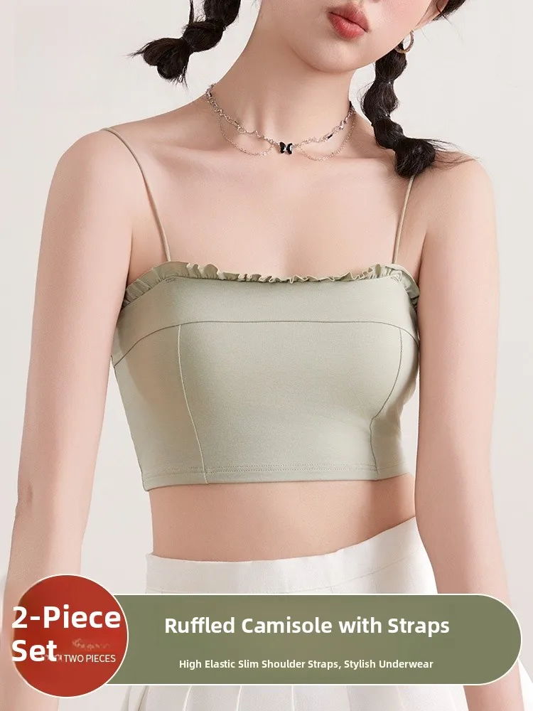   Donna Strap Vest Donna Estate 2025 Nuovo Sle Inteated Pad Reggiseno Un pezzo Interno Indossare Abbigliamento Esterno Base Tubo Top irt