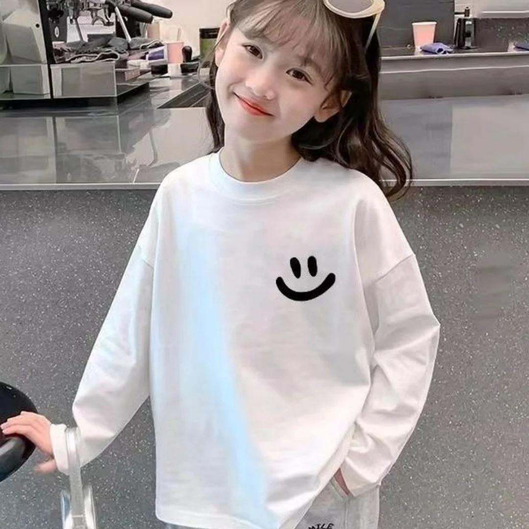 Langarm-T-Shirt für Mädchen, Neuankömmling, modisches, vielseitiges Herbstoberteil für Kinder