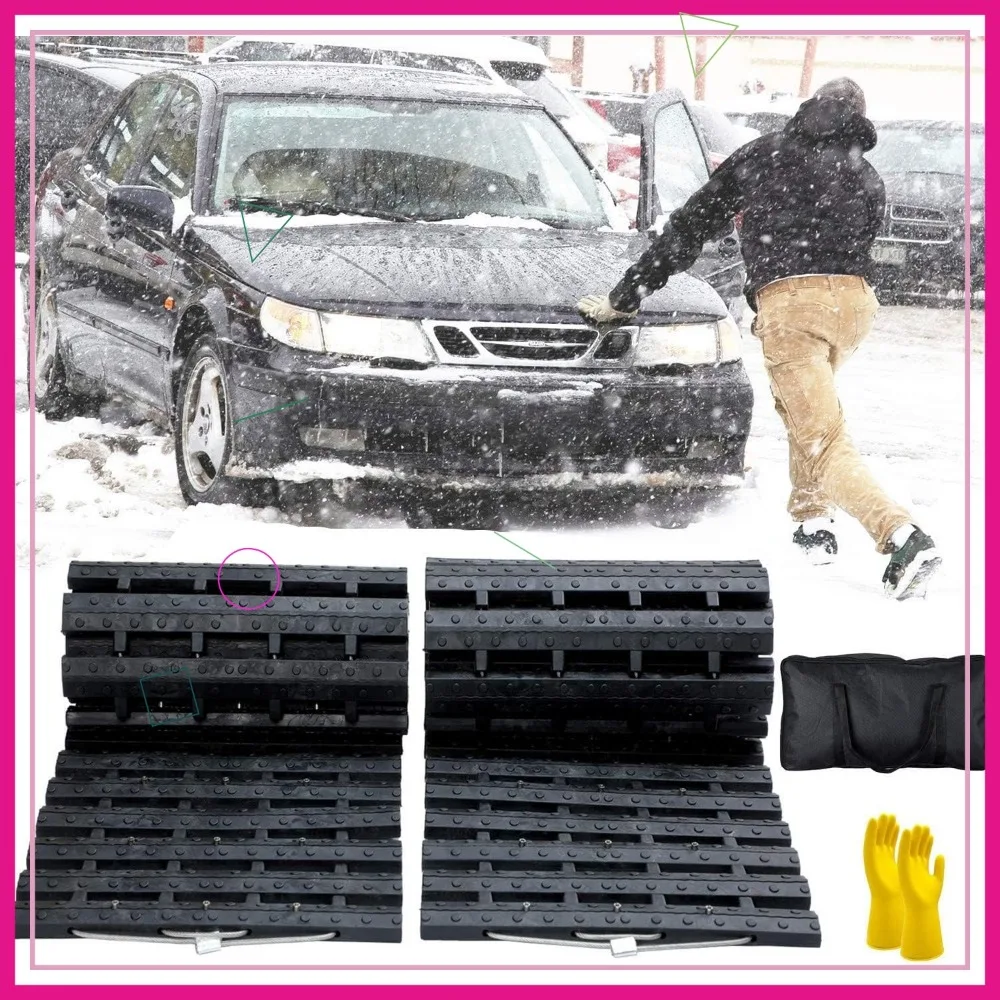 

Портативные коврики для аварийной тяги для снега, льда, грязи и песка — 2 шт. 39 дюймов для легковых автомобилей, грузовиков и фургонов
