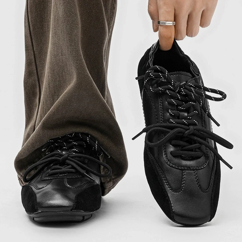 

Leather Men's Deqin oes Summer Breathable Flat Bot Casual oes Versatile Soft Bot Agan oes Trendy Slip-On Loers