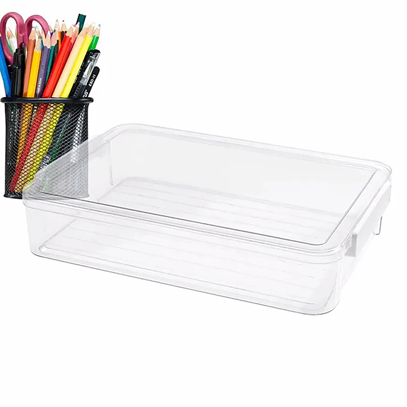 

Desktop File Storage Box A4 Document Organizer Case With Lid Stackable Stationery Storage Box Cabinet Desk Paper Container