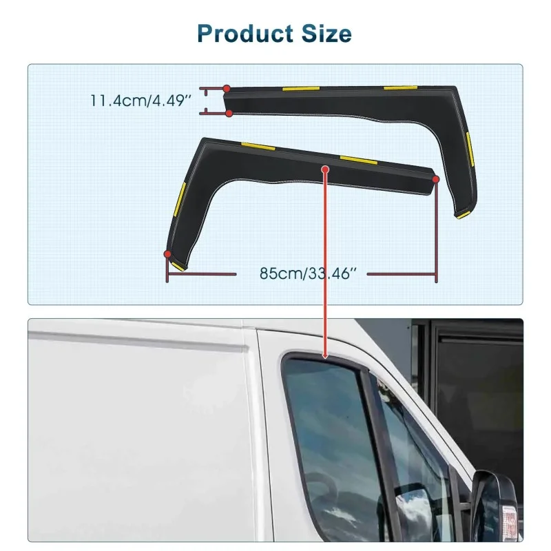 2 Stück RV-Fenster-Windabweiser für Citroen Relay Jumper Boxer Fiat Ducato Mk3 2006-2024 Van Fensterschutz Zubehör – Detail 5
