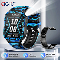 EIGIIS New Military Smart Watch 3ATM Waterproof Watch Fitness Tracker with Heart Rate Sleep Monitor MakeCalls for iPhone Android