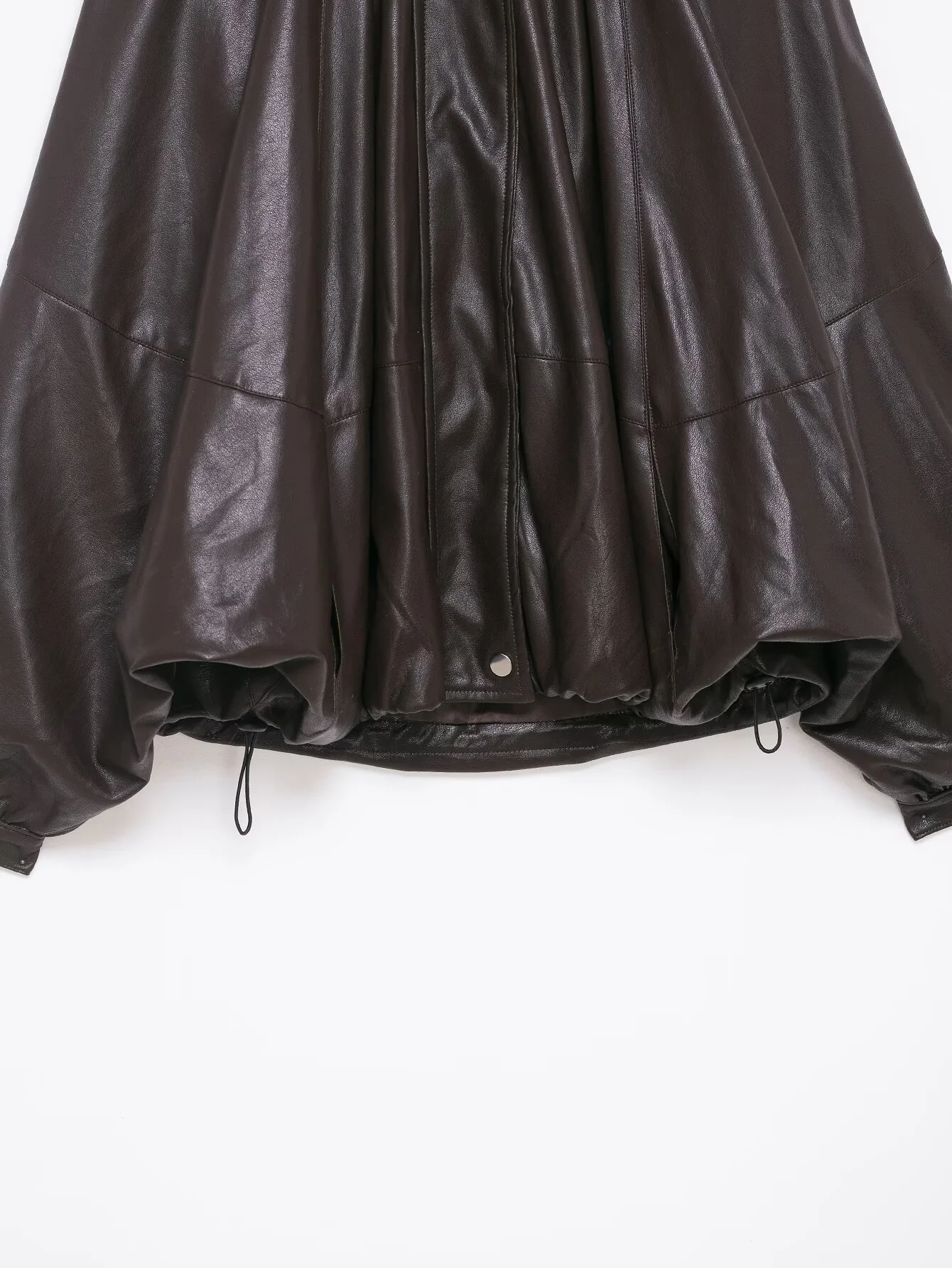 แจ็คเก็ตบอมเบอร์ทรงหลวม แขนยาว คอสูง สไตล์หนัง พองตัว แฟชั่นลำลอง ใส่สบาย สำหรับผู้หญิง ฤดูหนาว 2025