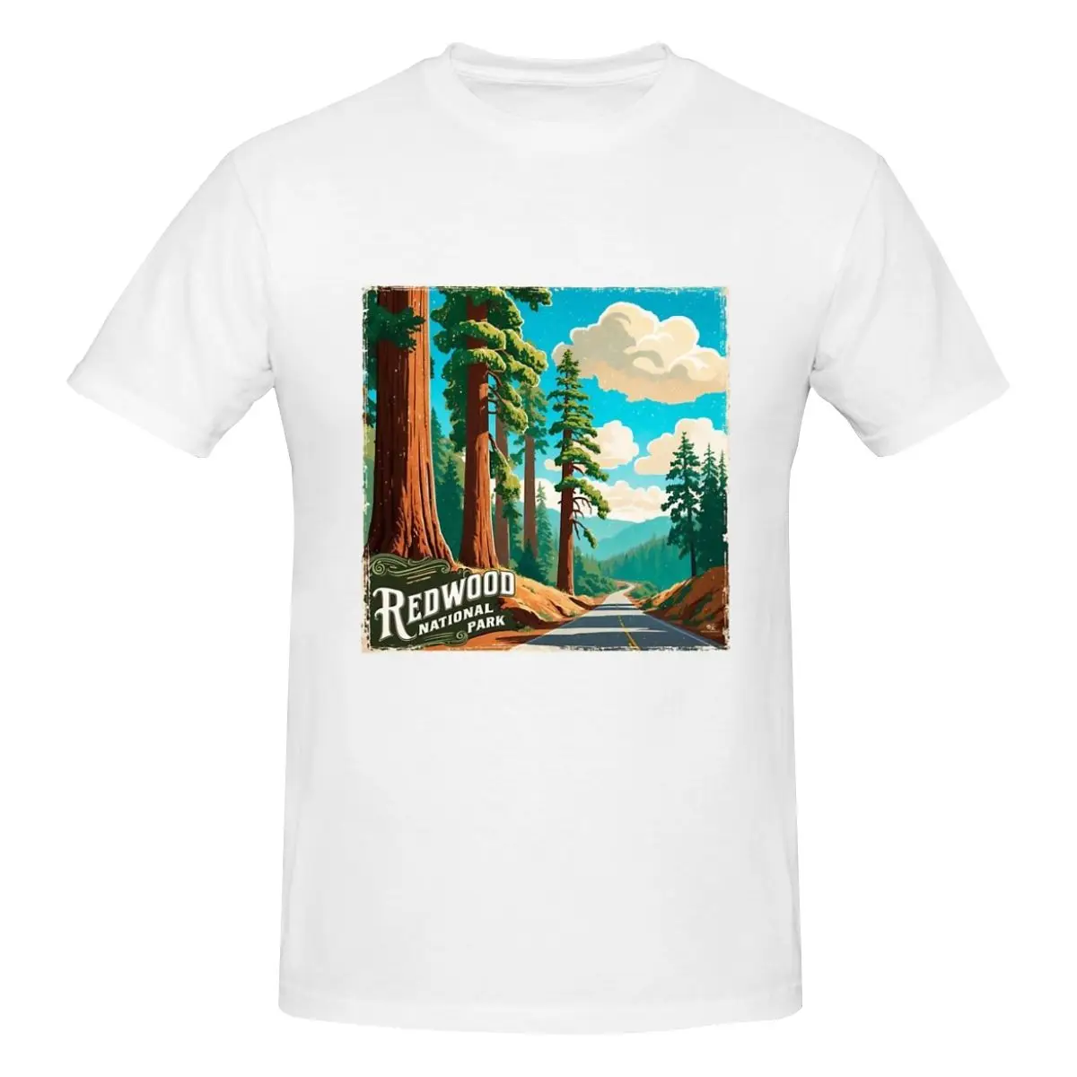 

Luxury T Shirts for Men Summer Print Shirt Redwood National Park Cotton High Quality Clothing Streetwear S-6XL