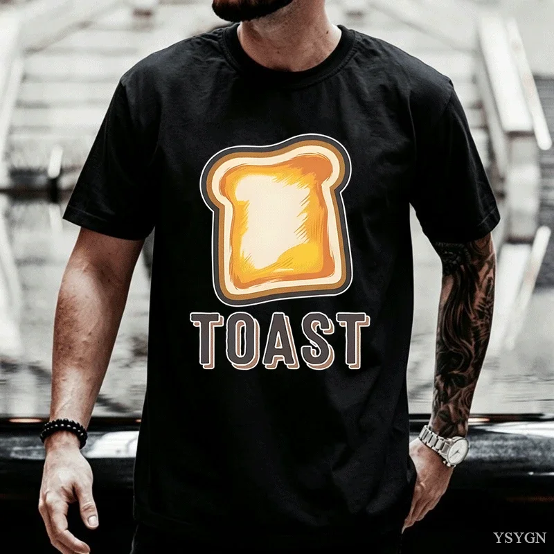 Funny Toast Lover Cartoon T-Shirt Men Women Casual Round Neck Breakfast Bread T Shirt Short Sleeve Printed Tshirts Loose Tees