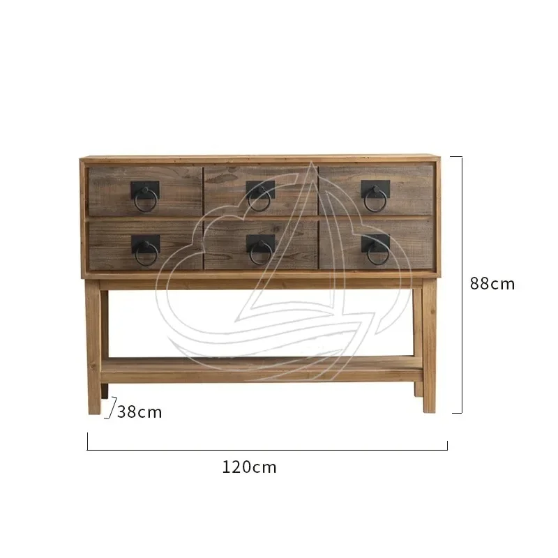 High-quality American country dining side cabinet retro solid wood chest cabinet bedroom living room entrance against reliable