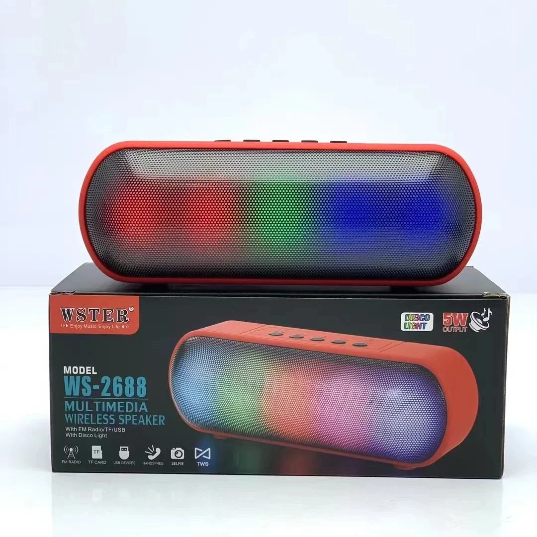 WSTER WS-2688 Music Led Wireless 20w High Bass Power Rgb Light 20w Powerful Music Soundbox Speaker