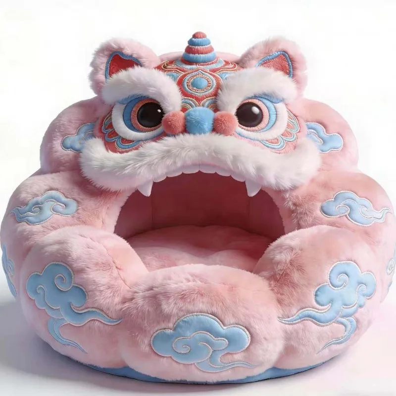High value national style creative lion head cat nest plush cute sofa decoration national style design