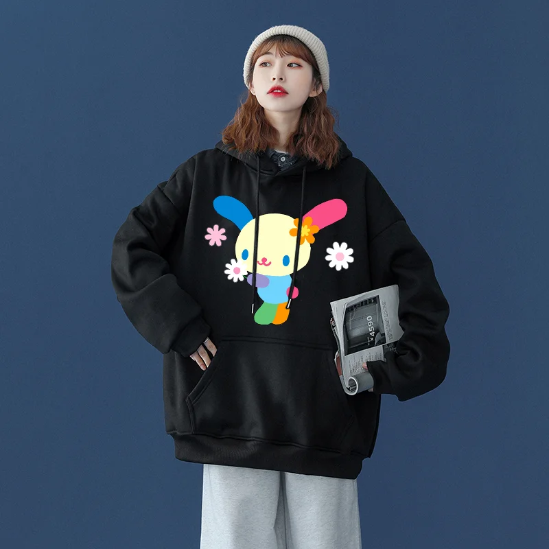 Sanrio U Sa Ha Na Men's and Women's Hoodie Casual Street Clothing Long sleeved Sweatshirt Boys and Girls Autumn Top Coat