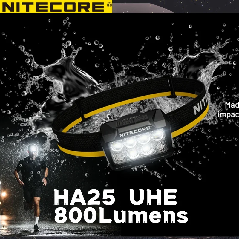 HA25 UHE LED Headlamp NITECORE 800 Lumens Three Color Temperatures Battery Activity Indicator for Outdoor Camping