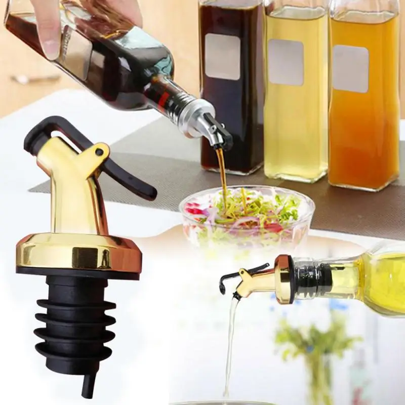 New Oil Bottle Stopper Rubber Lock Plug Seal Leak-proof Food Grade Plastic Nozzle Sprayer Liquor Dispenser Wine Pourer Barware